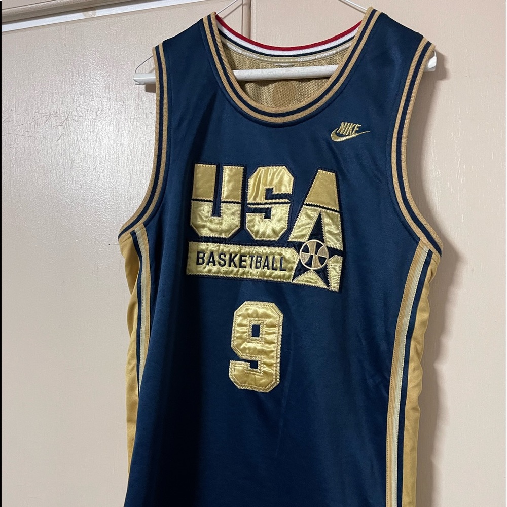 NIKE #9 MICHAEL JORDAN OLYMPIC EDITION JERSEY NAVY/GOLD SIZE XL BOYS